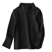 BLTIBY Toddler Kids Boys Girls Bottoming Shirts Turtleneck Winter Long Sleeve Solid Color Round Neck Fashion Thermal Tops Soft Cotton Basic Tee Black 4-5 Years
